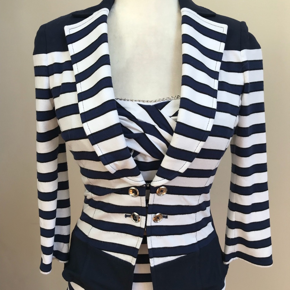 WHBM Nautical Stripe Knit Jacket